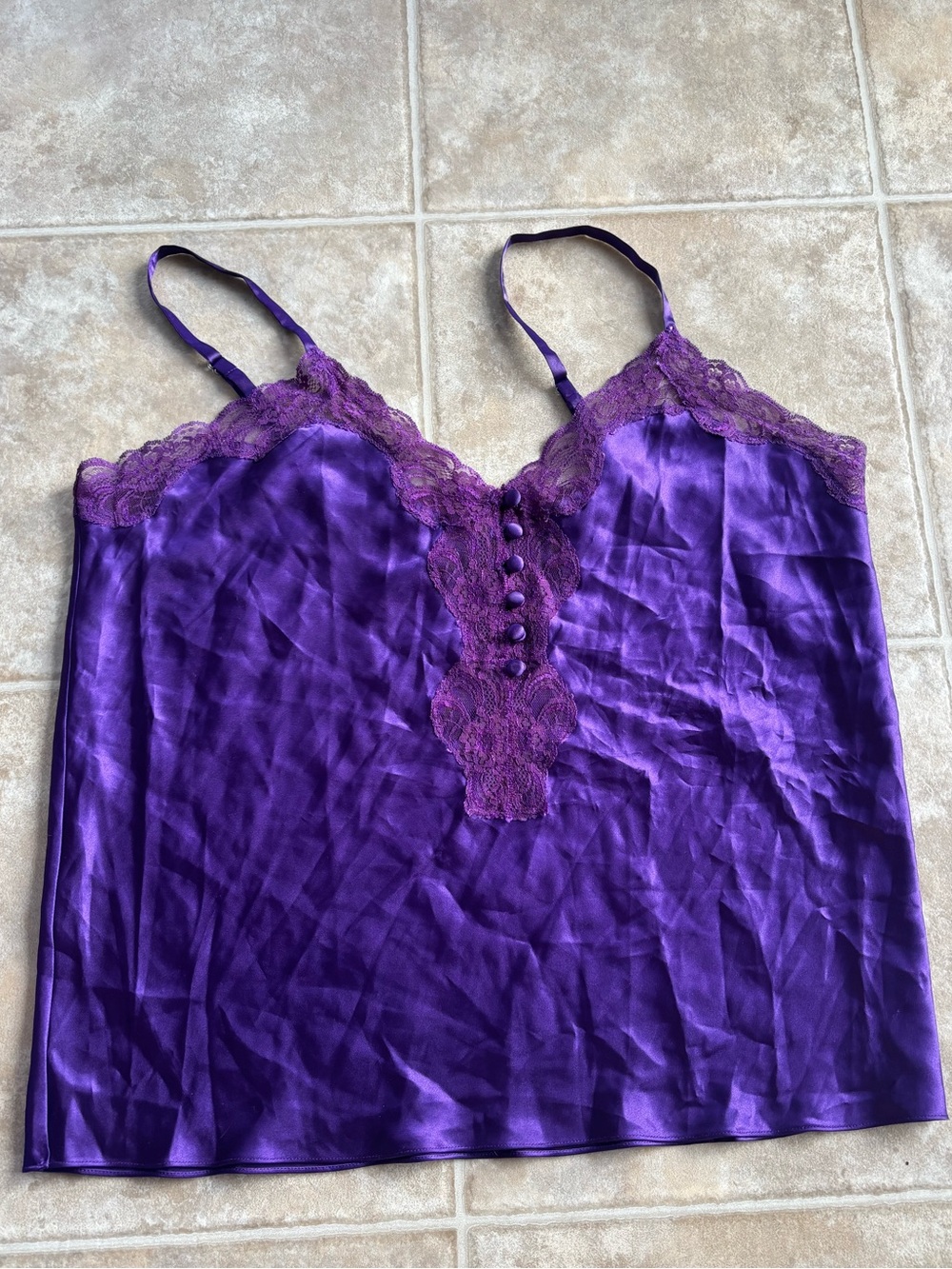 Purple Lace Trim Satin Camisole - Women Intimates